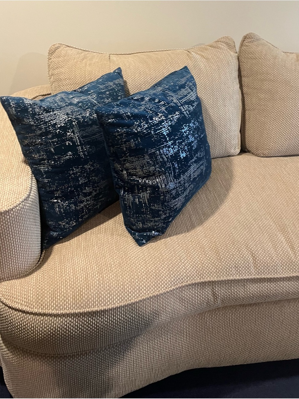 RODEO HOME Pillows in Navy blue with Silver Metallic design